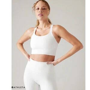 ATHLETA NWT white sports bra. Size Small; best for D/DD cup size.